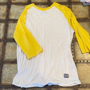 Heather grey and yellow baseball style Tshirt